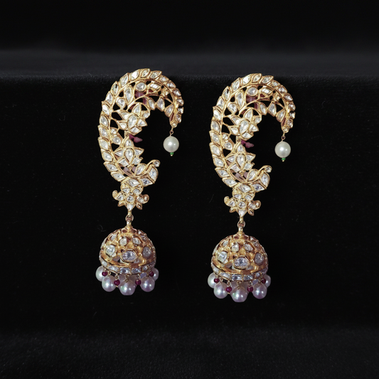 Polki Studs Polki Earrings Cocktail Earrings Diamond Studs Diamond Earrings Simple Studs Pearl Studs 925 Silver Earrings Silver Jewelry - SHABURIS