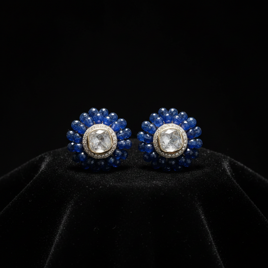 Polki Studs Polki Earrings Cocktail Earrings Diamond Studs Diamond Earrings Simple Studs Pearl Studs 925 Silver Earrings Silver Jewelry - SHABURIS