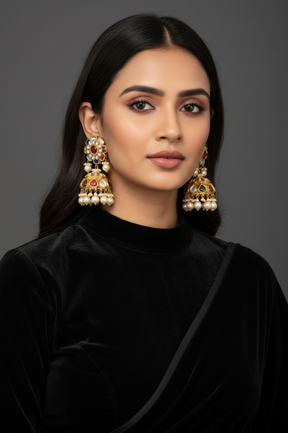 Polki Studs Polki Earrings Cocktail Earrings Diamond Studs Diamond Earrings Simple Studs Pearl Studs 925 Silver Earrings Silver Jewelry - SHABURIS