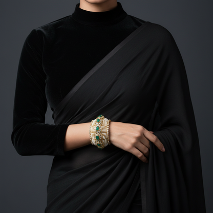Indian Jewelry,Pure Silver Jewellery Indian ,Pearl Bangle,Big Indian Bangle,Indian Bridal,Indian Wedding Jewelry-NIHIRA-SHABURIS