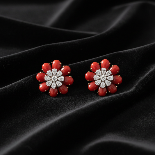 Polki Studs Polki Earrings Cocktail Earrings Diamond Studs Diamond Earrings Simple Studs Pearl Studs 925 Silver Earrings Silver Jewelry - SHABURIS