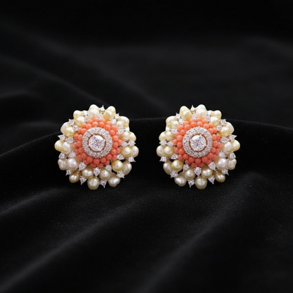 Polki Studs Polki Earrings Cocktail Earrings Diamond Studs Diamond Earrings Simple Studs Pearl Studs 925 Silver Earrings Silver Jewelry - SHABURIS