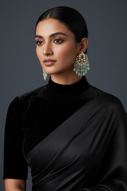 Chandbalis Polki Diamond Earrings Polki Jhumkas Diamond Jhumkas Big Earrings 925 Silver Jewelry Silver Earrings - SHABURIS