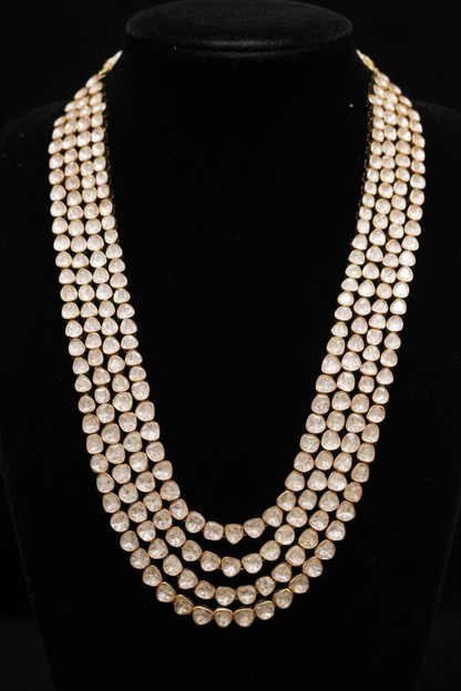 Polki Necklace Polki Haram Bridal Necklace 925 Silver Jewelry Silver Necklace -SHABURIS