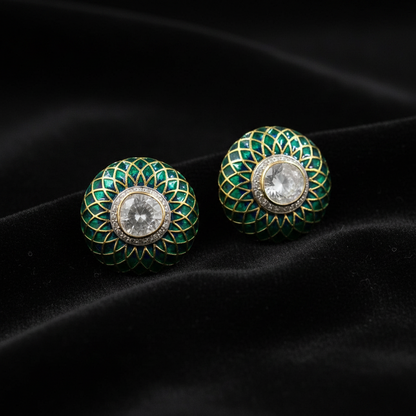 Polki Studs Polki Earrings Cocktail Earrings Diamond Studs Diamond Earrings Simple Studs Pearl Studs 925 Silver Earrings Silver Jewelry - SHABURIS