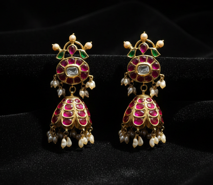 Polki Studs Polki Earrings Cocktail Earrings Diamond Studs Diamond Earrings Simple Studs Pearl Studs 925 Silver Earrings Silver Jewelry - SHABURIS