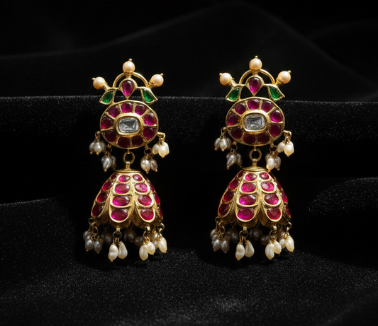 Polki Studs Polki Earrings Cocktail Earrings Diamond Studs Diamond Earrings Simple Studs Pearl Studs 925 Silver Earrings Silver Jewelry - SHABURIS