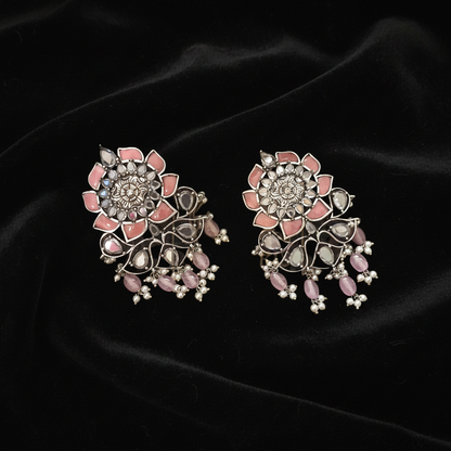 Polki Studs Polki Earrings Cocktail Earrings Diamond Studs Diamond Earrings Simple Studs Pearl Studs 925 Silver Earrings Silver Jewelry - SHABURIS