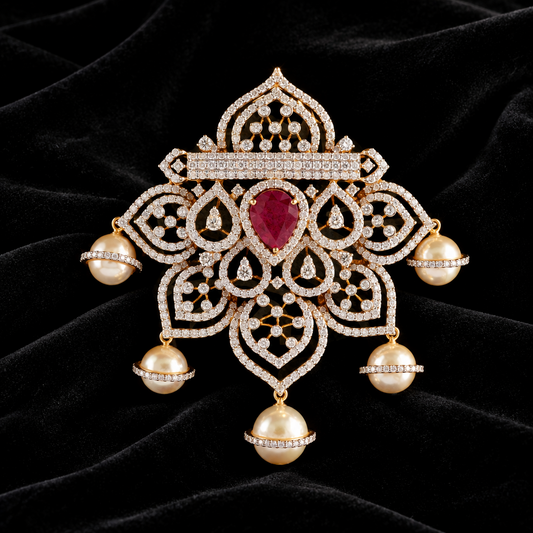 Latest Indian Jewelry,South Indian Jewellery,Pure silver diamond pendent,Swaroski Pendent,Indian Wedding Jewelry -NIHIRA-SHABURIS