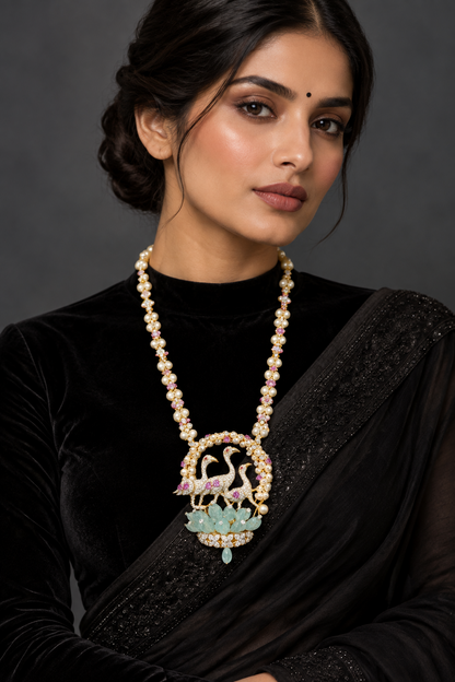Latest Indian Jewelry,South Indian Jewellery,Pure silver diamond pendent,Swaroski Pendent,Indian Wedding Jewelry -NIHIRA-SHABURIS