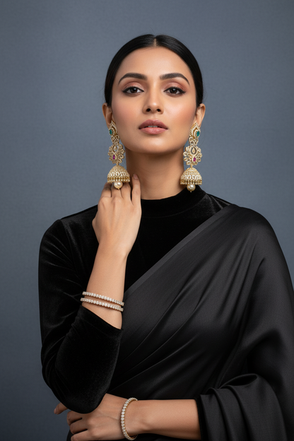 Diamond Jhumkas Diamond Studs Polki Earrings Diamond Earrings Cocktail earrings 925 Silver Jewelry Silver Earrings - SHABURIS