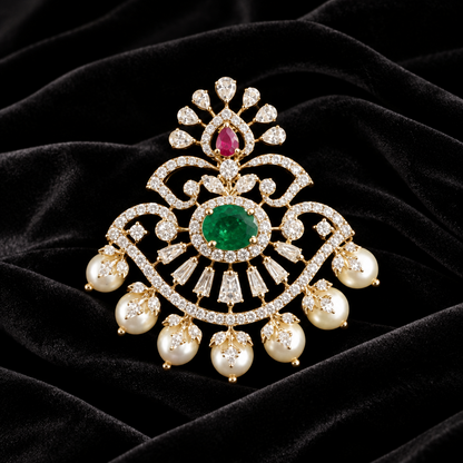 Latest Indian Jewelry,South Indian Jewellery,Pure silver diamond pendent,Swaroski Pendent,Indian Wedding Jewelry -NIHIRA-SHABURIS