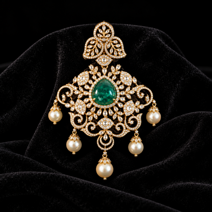 Latest Indian Jewelry,South Indian Jewellery,Pure silver diamond pendent,Swaroski Pendent,Indian Wedding Jewelry -NIHIRA-SHABURIS