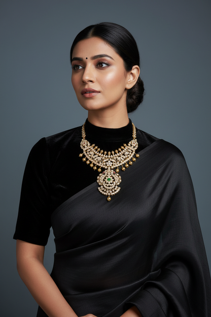 Diamond Necklace Polki Necklace 925 Silver Jewelry 925 Silver Necklace -SHABURIS