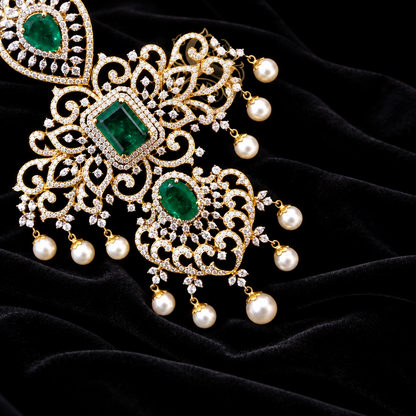 Latest Indian Jewelry,South Indian Jewellery,Pure silver diamond pendent,Swaroski Pendent,Indian Wedding Jewelry -NIHIRA-SHABURIS