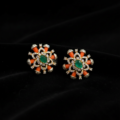 Polki Studs Polki Earrings Cocktail Earrings Diamond Studs Diamond Earrings Simple Studs Pearl Studs 925 Silver Earrings Silver Jewelry - SHABURIS