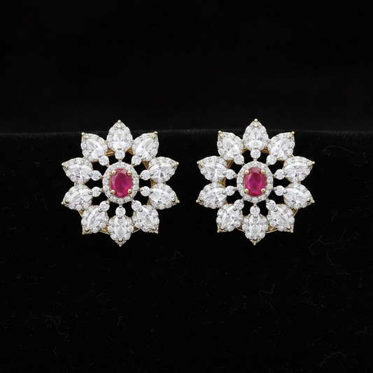 Polki Studs Polki Earrings Cocktail Earrings Diamond Studs Diamond Earrings Simple Studs Pearl Studs 925 Silver Earrings Silver Jewelry - SHABURIS