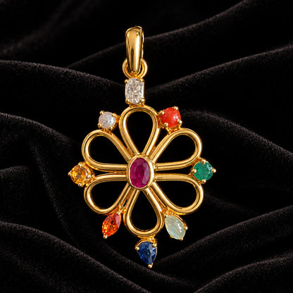 Latest Indian Jewelry,Pure Silver Jewellery Indian ,navaratan pendent,charm jewelry,Indian Bridal,Indian Wedding Jewelry-NIHIRA-SHABURIS
