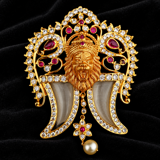 Latest Indian Jewelry,Pure Silver Jewellery Indian ,puligoru pendent,charm jewelry,narasimha swamy pendent -NIHIRA-SHABURIS