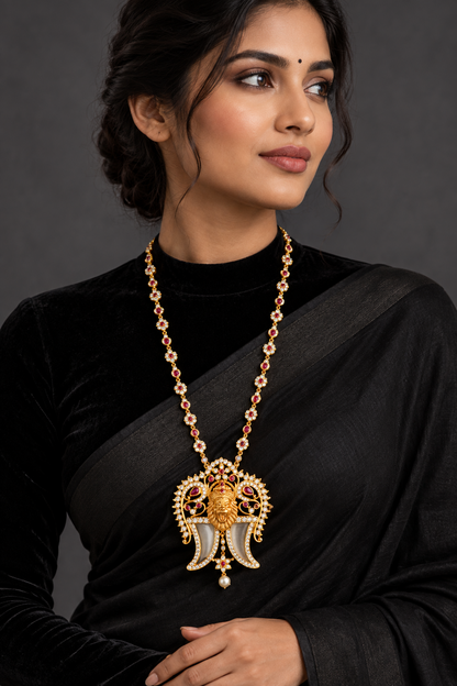 Latest Indian Jewelry,Pure Silver Jewellery Indian ,puligoru pendent,charm jewelry,narasimha swamy pendent -NIHIRA-SHABURIS