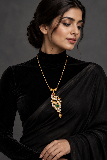 Nallapusalu Indian Jewelry,peacock pendent ,Pure silver Mangalsutra pendent,Nallapusalu Pendent,Indian Wedding Jewelry -NIHIRA-SHABURIS