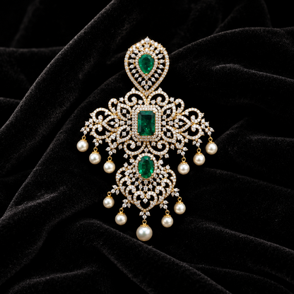 Latest Indian Jewelry,South Indian Jewellery,Pure silver diamond pendent,Swaroski Pendent,Indian Wedding Jewelry -NIHIRA-SHABURIS