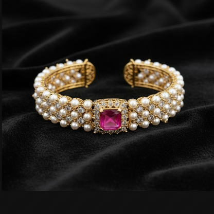Latest Indian Jewelry,South Indian Jewelry,bracelet,clustered pearl,pearl  bracelet,pure Silver indian jewelry - NIHIRA - SHABURIS