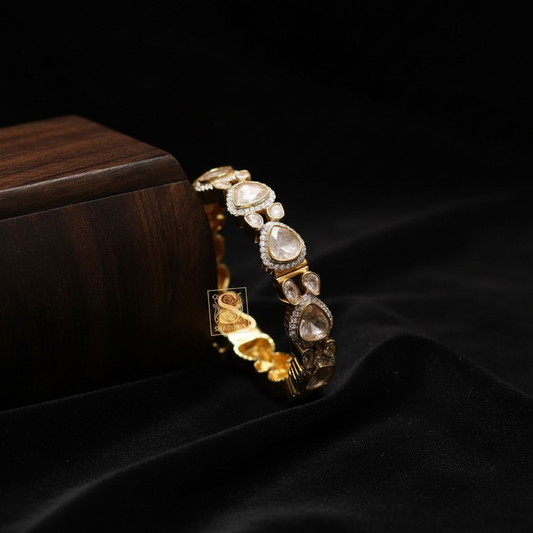 Polki Bangle,Pure Silver Jewellery Indian ,Bangle,Big polki Bangle,Indian Bridal,Indian Wedding Jewelry-NIHIRA-SHABURIS