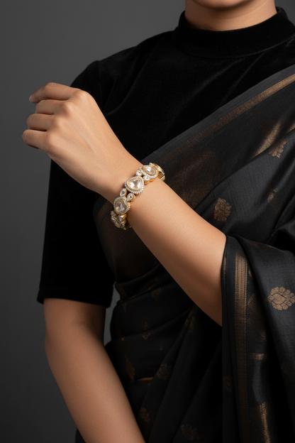 Polki Bangle,Pure Silver Jewellery Indian ,Bangle,Big polki Bangle,Indian Bridal,Indian Wedding Jewelry-NIHIRA-SHABURIS