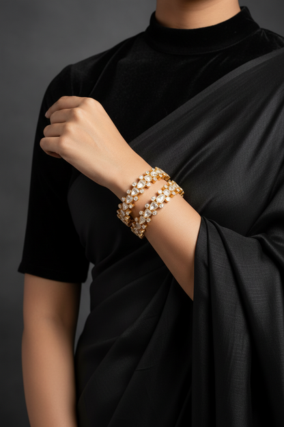 Bollywood Jewelry,Pure Silver Jewellery Indian ,Bangle,Big polki Bangle,Indian Bridal,Indian Wedding Jewelry-NIHIRA-SHABURIS