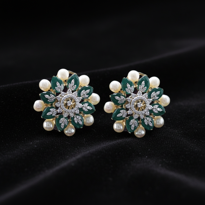 Polki Studs Polki Earrings Cocktail Earrings Diamond Studs Diamond Earrings Simple Studs Pearl Studs 925 Silver Earrings Silver Jewelry - SHABURIS