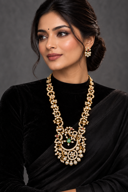 Pure Silver Jewellery Indian ,Swarovski pendent,Big Indian pendent,Indian Bridal,Indian Wedding Jewelry,pure Silver jewelry-NIHIRA-SHABURIS