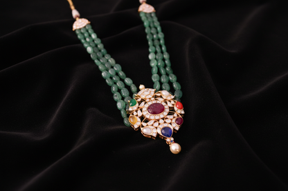 Padmavathi choker,Heavy choker,Sabyasachi Jewelry inspired,southindian Jewelery,indian Jewelery,Polki haram,Navaratan Pure silver-NIHIRA