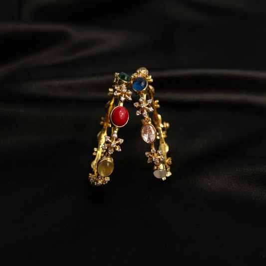 Polki Jewelry,Pure Silver Jewellery Indian ,Moissanite Bangles,Indian Bangles,Navatan Bangles,Multi Color Stone Jewelry,Polki Bangle