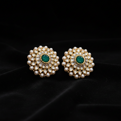 Polki Studs Polki Earrings Cocktail Earrings Diamond Studs Diamond Earrings Simple Studs Pearl Studs 925 Silver Earrings Silver Jewelry - SHABURIS