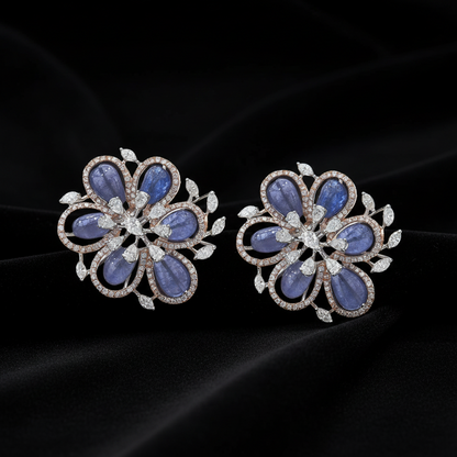 Polki Studs Polki Earrings Cocktail Earrings Diamond Studs Diamond Earrings Simple Studs Pearl Studs 925 Silver Earrings Silver Jewelry - SHABURIS
