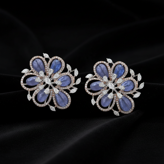 Polki Studs Polki Earrings Cocktail Earrings Diamond Studs Diamond Earrings Simple Studs Pearl Studs 925 Silver Earrings Silver Jewelry - SHABURIS