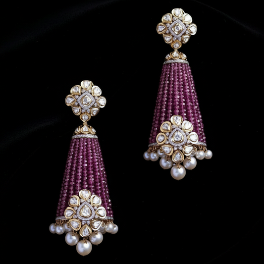 Polki Studs Polki Earrings Cocktail Earrings Diamond Studs Diamond Earrings Simple Studs Pearl Studs 925 Silver Earrings Silver Jewelry - SHABURIS