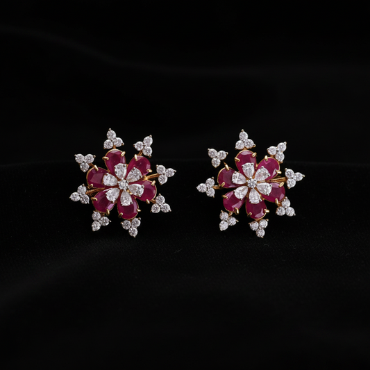 Polki Studs Polki Earrings Cocktail Earrings Diamond Studs Diamond Earrings Simple Studs Pearl Studs 925 Silver Earrings Silver Jewelry - SHABURIS