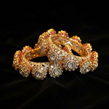Polki Jewelry,Pure Silver Jewellery Indian ,pacheli Bangles,Indian statement jewelry,Pakistani Jewelry,Polki Bangle-NIHIRA-SHABURIS
