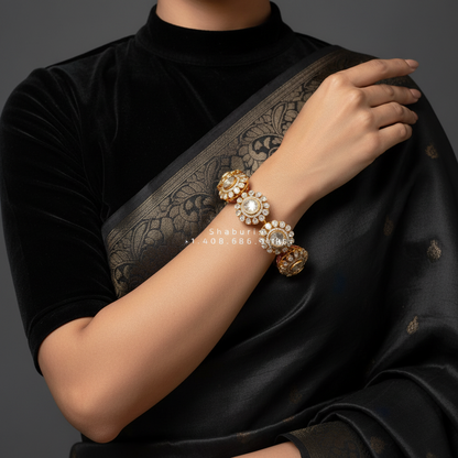 Polki Jewelry,Pure Silver Jewellery Indian ,pacheli Bangles,Indian statement jewelry,Pakistani Jewelry,Polki Bangle-NIHIRA-SHABURIS