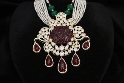 Padmavathi choker,Heavy choker,Sabyasachi Jewelry inspired,southindian Jewelery,indian Jewelery,Polki haram,Moissantie Pure silver-NIHIRA