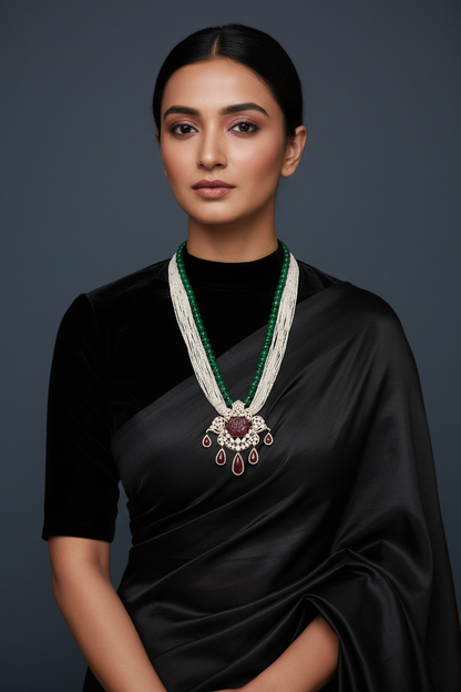 Padmavathi choker,Heavy choker,Sabyasachi Jewelry inspired,southindian Jewelery,indian Jewelery,Polki haram,Moissantie Pure silver-NIHIRA