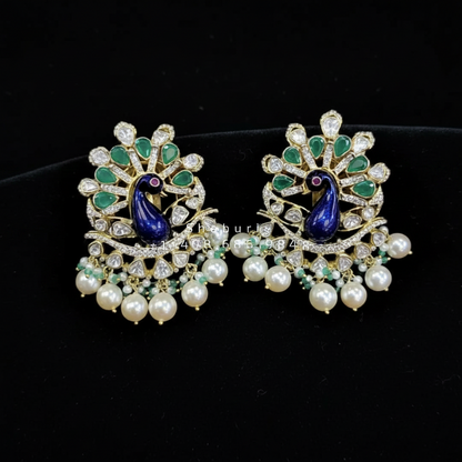 Polki Studs Polki Earrings Cocktail Earrings Diamond Studs Diamond Earrings Simple Studs Pearl Studs 925 Silver Earrings Silver Jewelry - SHABURIS