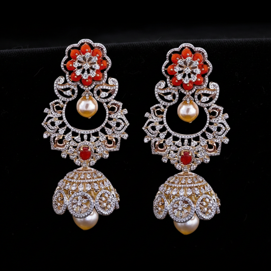Polki Studs Polki Earrings Cocktail Earrings Diamond Studs Diamond Earrings Simple Studs Pearl Studs 925 Silver Earrings Silver Jewelry - SHABURIS