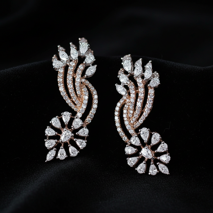 Detatchable Diamond Buttalu,Swarovski Diamond Jhumka Jewelry,South Indian Jewelry,Jhumka Earrings,Jhumki,  indian jewellery Designs -NIHIRA