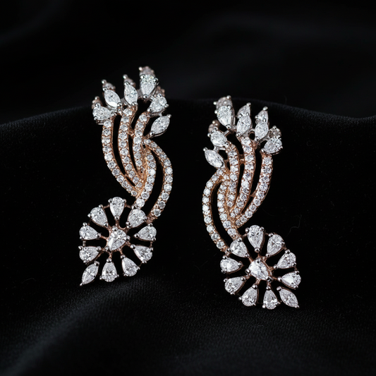 Detatchable Diamond Buttalu,Swarovski Diamond Jhumka Jewelry,South Indian Jewelry,Jhumka Earrings,Jhumki,  indian jewellery Designs -NIHIRA