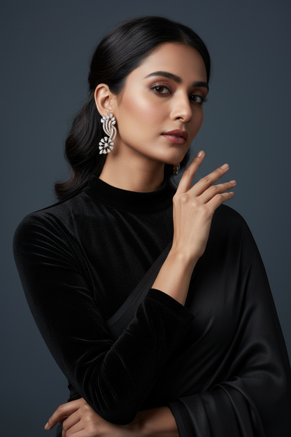Detatchable Diamond Buttalu,Swarovski Diamond Jhumka Jewelry,South Indian Jewelry,Jhumka Earrings,Jhumki,  indian jewellery Designs -NIHIRA