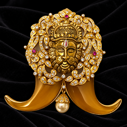 Antique Goru Pendent,Puli goru pendent silver ,puligoru pendent,Antique jewelry ,narasimha swamy pendent ,temple jewelry-NIHIRA-SHABURIS