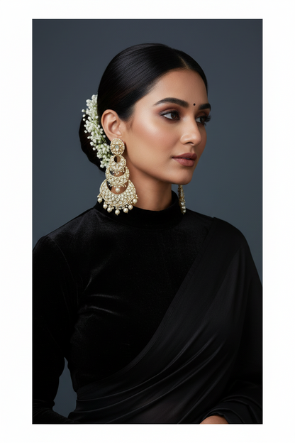 Chandbalis Passa Earrings Pearl Earrings Diamond Jhumka Polki Earrings Diamond Earrings Polki Studs Big Studs Cocktail earrings 925 Silver Jewelry Silver Earrings - SHABURIS